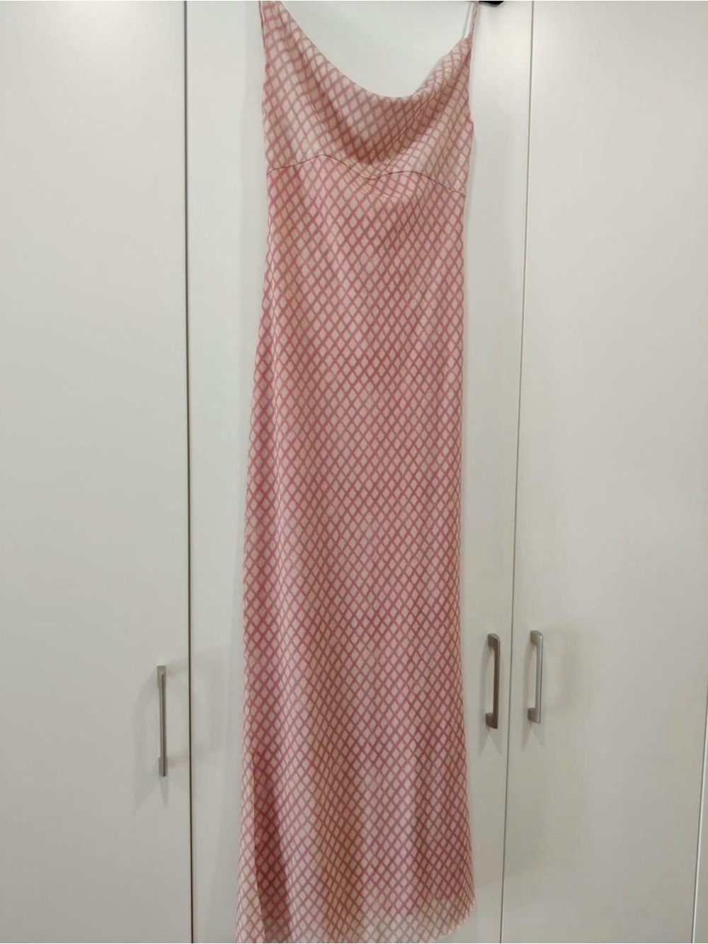 Zara Pink Diamond-Print Maxi Slip Dress